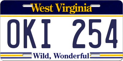 WV license plate OKI254