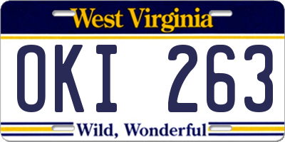 WV license plate OKI263