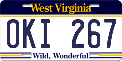 WV license plate OKI267