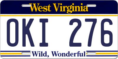 WV license plate OKI276