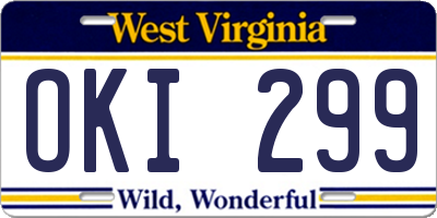 WV license plate OKI299
