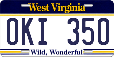 WV license plate OKI350