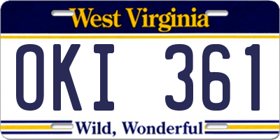 WV license plate OKI361