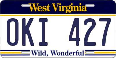 WV license plate OKI427