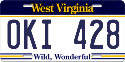 WV license plate OKI428