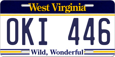WV license plate OKI446