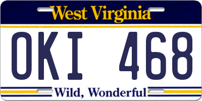 WV license plate OKI468