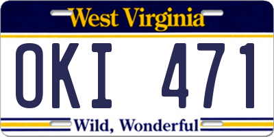 WV license plate OKI471