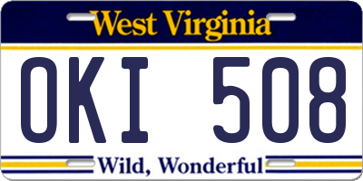 WV license plate OKI508