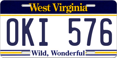 WV license plate OKI576
