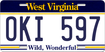 WV license plate OKI597