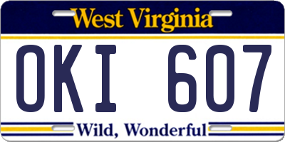 WV license plate OKI607