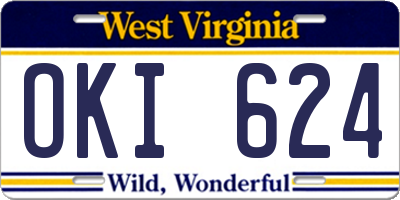 WV license plate OKI624