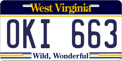 WV license plate OKI663