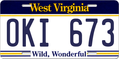 WV license plate OKI673