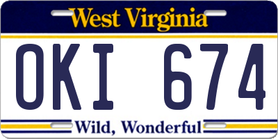 WV license plate OKI674