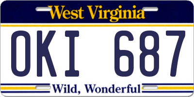 WV license plate OKI687