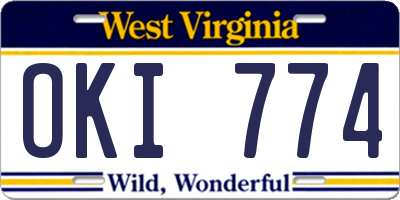 WV license plate OKI774