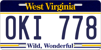 WV license plate OKI778