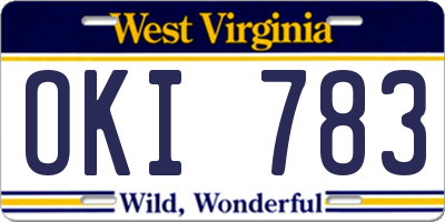 WV license plate OKI783