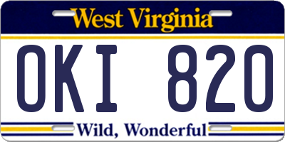WV license plate OKI820
