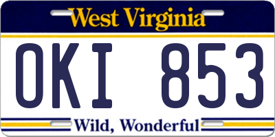 WV license plate OKI853