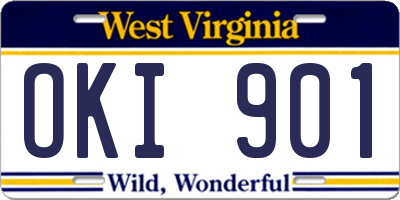 WV license plate OKI901