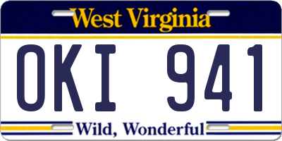 WV license plate OKI941