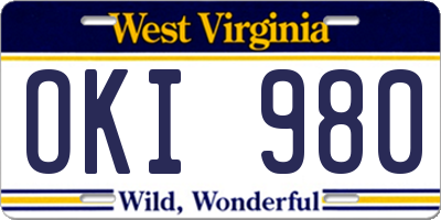 WV license plate OKI980