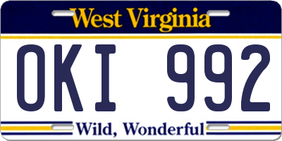 WV license plate OKI992