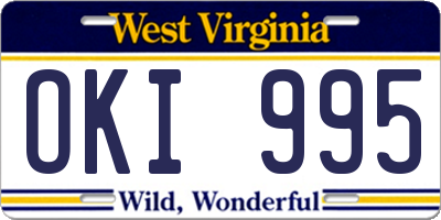 WV license plate OKI995