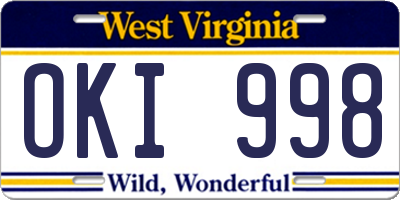 WV license plate OKI998