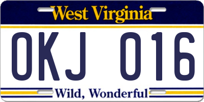 WV license plate OKJ016