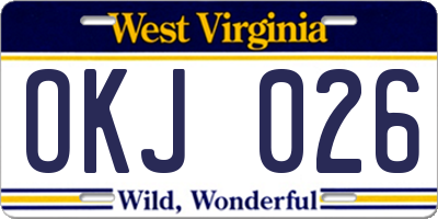 WV license plate OKJ026
