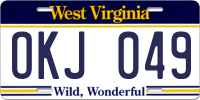 WV license plate OKJ049