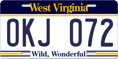 WV license plate OKJ072