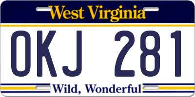 WV license plate OKJ281