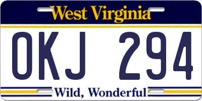 WV license plate OKJ294