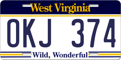 WV license plate OKJ374