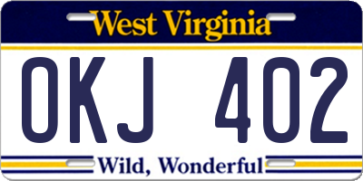 WV license plate OKJ402