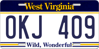 WV license plate OKJ409