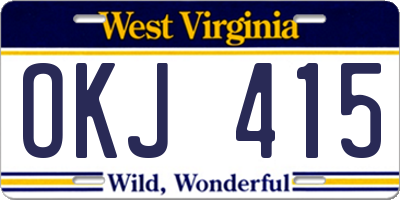WV license plate OKJ415