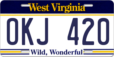 WV license plate OKJ420