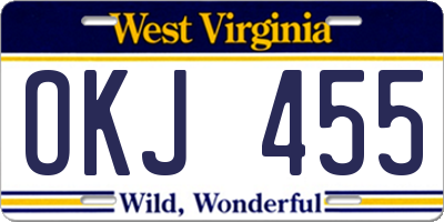 WV license plate OKJ455