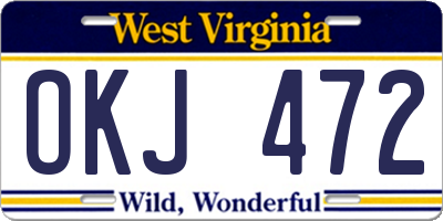 WV license plate OKJ472