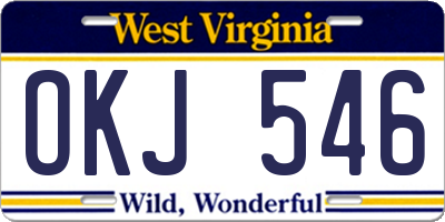 WV license plate OKJ546