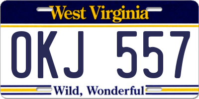 WV license plate OKJ557