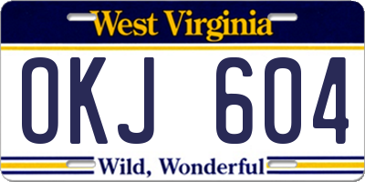 WV license plate OKJ604