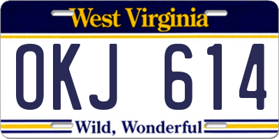 WV license plate OKJ614