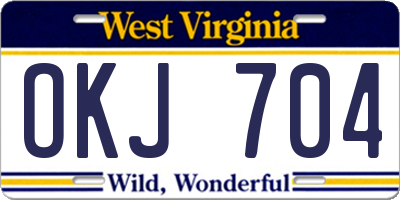 WV license plate OKJ704